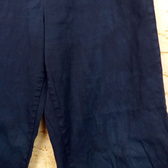 Uniqlo Pants Women 6 Navy Blue High-Waisted Wide Leg Relaxed Fit Chino Preppy - Picture 6 of 13